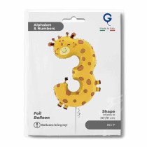 Palloncino in Foil 36" Numero 3 sagomato Giraffa "The Puppyloons" Numeri Animati