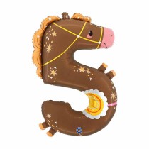 Palloncino in Foil 35" Numero 5 sagomato Cavallo "The Puppyloons" Numeri Animati