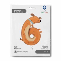 Palloncino in Foil 35" Numero 6 sagomato Cane "The Puppyloons" Numeri Animati