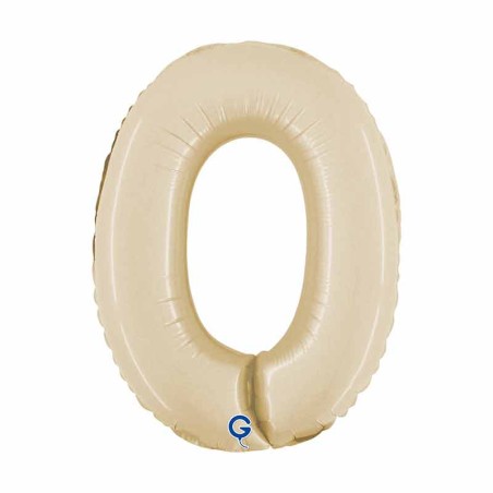 Palloncino in Foil 14" Numero 0 Crema "Satin Cream"