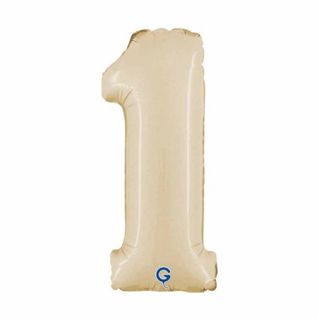 Palloncino in Foil 14" Numero 1 Crema "Satin Cream"