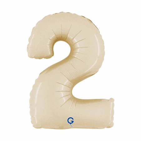Palloncino in Foil 14" Numero 2 Crema "Satin Cream"