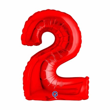 Palloncino in Foil 14" Numero 2 Rosso "Red" Numeri 14" Rosso "Red"