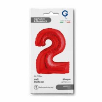 Palloncino in Foil 14" Numero 2 Rosso "Red" Numeri 14" Rosso "Red"