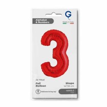 Palloncino in Foil 14" Numero 3 Rosso "Red" Numeri 14" Rosso "Red"
