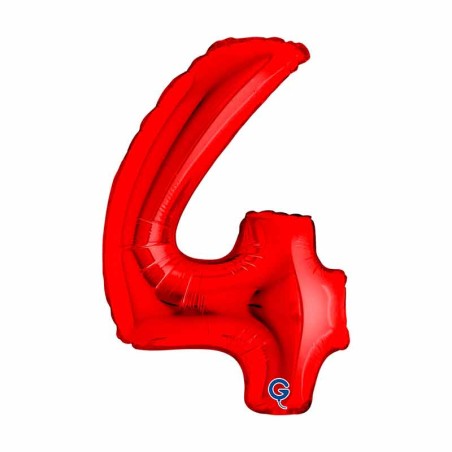 Palloncino in Foil 14" Numero 4 Rosso "Red" Numeri 14" Rosso "Red"