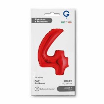 Palloncino in Foil 14" Numero 4 Rosso "Red" Numeri 14" Rosso "Red"