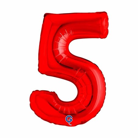 Palloncino in Foil 14" Numero 5 Rosso "Red" Numeri 14" Rosso "Red"