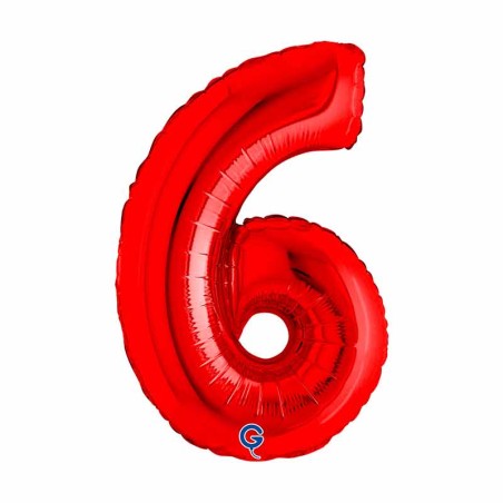 Palloncino in Foil 14" Numero 6 Rosso "Red" Numeri 14" Rosso "Red"
