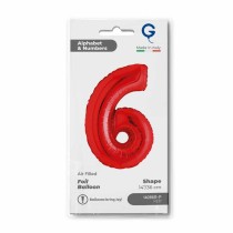 Palloncino in Foil 14" Numero 6 Rosso "Red" Numeri 14" Rosso "Red"