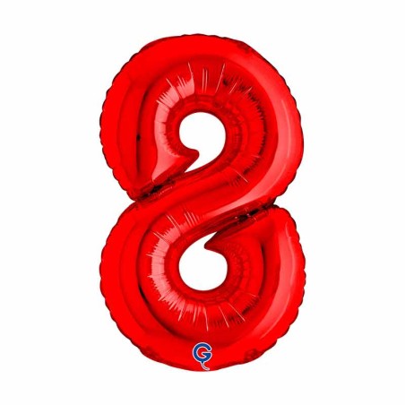 Palloncino in Foil 14" Numero 8 Rosso "Red" Numeri 14" Rosso "Red"