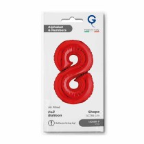 Palloncino in Foil 14" Numero 8 Rosso "Red" Numeri 14" Rosso "Red"