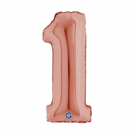 Palloncino in Foil 14" Numero 1 Rose Gold Numeri 14" Rose Gold