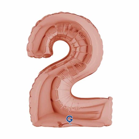 Palloncino in Foil 14" Numero 2 Rose Gold Numeri 14" Rose Gold