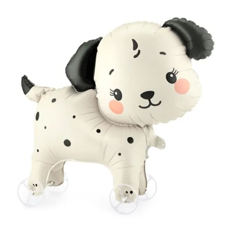Palloncino in Foil 33" Cagnolino Beige e Nero su Ruote Festa Tema Cane "Dog"