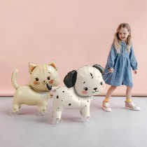 Palloncino in Foil 33" Cagnolino Beige e Nero su Ruote Festa Tema Cane "Dog"