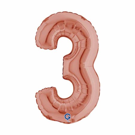 Palloncino in Foil 14" Numero 3 Rose Gold Numeri 14" Rose Gold