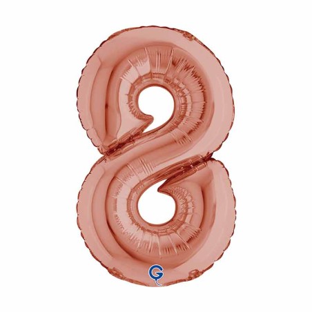 Palloncino in Foil 14" Numero 8 Rose Gold Numeri 14" Rose Gold