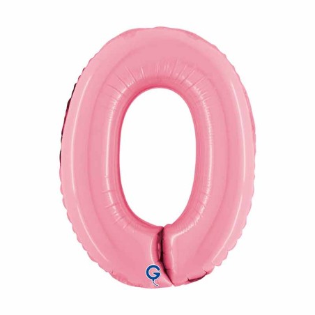 Palloncino in Foil 14" Numero 0 Rosa "Pink" Numeri 14" Rosa "Pastel Pink"