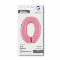 Palloncino in Foil 14" Numero 0 Rosa "Pink" Numeri 14" Rosa "Pastel Pink"