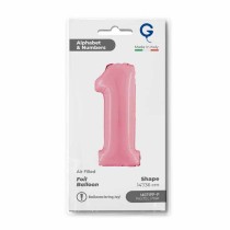 Palloncino in Foil 14" Numero 1 Rosa "Pink" Numeri 14" Rosa "Pastel Pink"