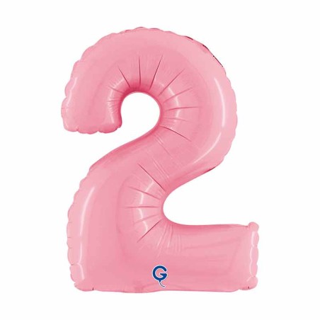 Palloncino in Foil 14" Numero 2 Rosa "Pink" Numeri 14" Rosa "Pastel Pink"