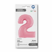 Palloncino in Foil 14" Numero 2 Rosa "Pink" Numeri 14" Rosa "Pastel Pink"