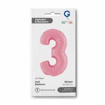 Palloncino in Foil 14" Numero 3 Rosa "Pink" Numeri 14" Rosa "Pastel Pink"