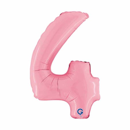 Palloncino in Foil 14" Numero 4 Rosa "Pink" Numeri 14" Rosa "Pastel Pink"