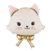 Palloncino in Foil 28" Super Shape Testa di Gattino con Fiocco Animali (Fattoria e Domestici)