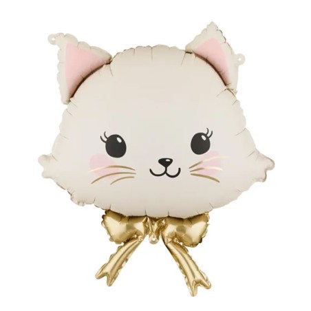 Palloncino in Foil 28" Super Shape Testa di Gattino con Fiocco Animali (Fattoria e Domestici)
