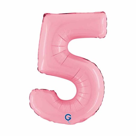 Palloncino in Foil 14" Numero 5 Rosa "Pink" Numeri 14" Rosa "Pastel Pink"