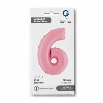 Palloncino in Foil 14" Numero 6 Rosa "Pink" Numeri 14" Rosa "Pastel Pink"