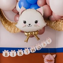 Palloncino in Foil 28" Super Shape Testa di Gattino con Fiocco Animali (Fattoria e Domestici)