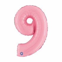 Palloncino in Foil 14" Numero 9 Rosa "Pink" Numeri 14" Rosa "Pastel Pink"