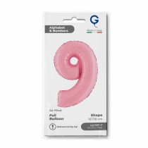 Palloncino in Foil 14" Numero 9 Rosa "Pink" Numeri 14" Rosa "Pastel Pink"