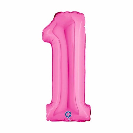 Palloncino in Foil 14" Numero 1 Fucsia "Hot Pink" Numeri 14" Fucsia "Hot Pink"