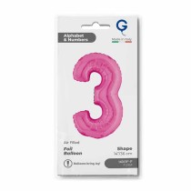 Palloncino in Foil 14" Numero 3 Fucsia "Hot Pink" Numeri 14" Fucsia "Hot Pink"