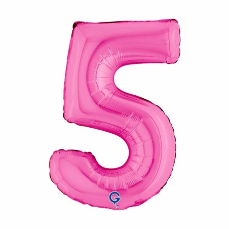 Palloncino in Foil 14" Numero 5 Fucsia "Hot Pink" Numeri 14" Fucsia "Hot Pink"