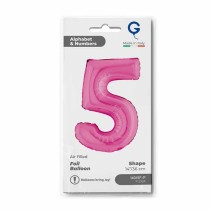 Palloncino in Foil 14" Numero 5 Fucsia "Hot Pink" Numeri 14" Fucsia "Hot Pink"