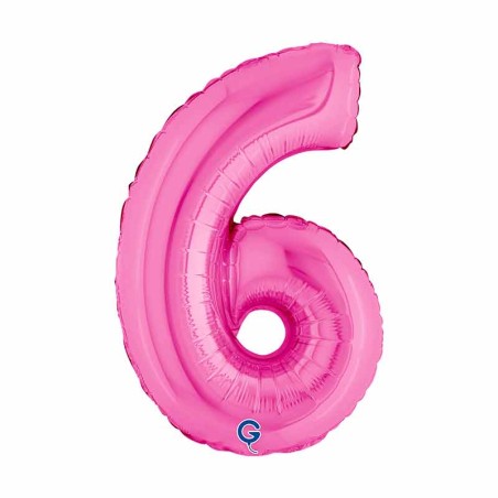 Palloncino in Foil 14" Numero 6 Fucsia "Hot Pink" Numeri 14" Fucsia "Hot Pink"