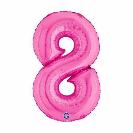 Palloncino in Foil 14" Numero 8 Fucsia "Hot Pink" Numeri 14" Fucsia "Hot Pink"