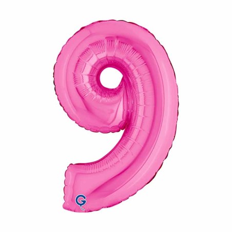 Palloncino in Foil 14" Numero 9 Fucsia "Hot Pink" Numeri 14" Fucsia "Hot Pink"