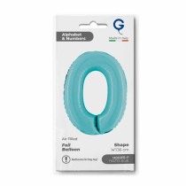 Palloncino in Foil 14" Numero 0 Celeste "Light Blue" Numeri 14" Celeste "Pastel Blue"
