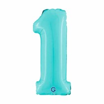 Palloncino in Foil 14" Numero 1 Celeste "Light Blue" Numeri 14" Celeste "Pastel Blue"