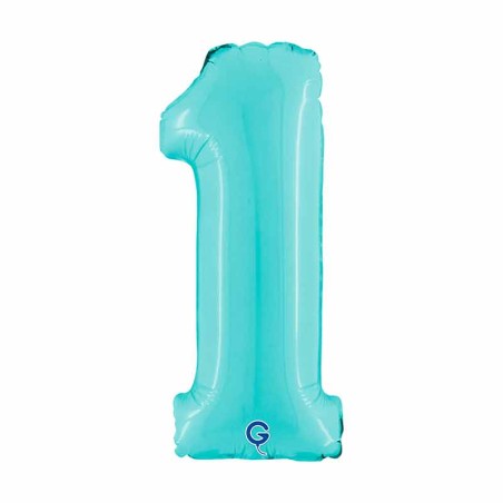 Palloncino in Foil 14" Numero 1 Celeste "Light Blue" Numeri 14" Celeste "Pastel Blue"