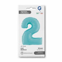 Palloncino in Foil 14" Numero 2 Celeste "Light Blue" Numeri 14" Celeste "Pastel Blue"