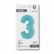 Palloncino in Foil 14" Numero 3 Celeste "Light Blue" Numeri 14" Celeste "Pastel Blue"