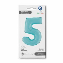 Palloncino in Foil 14" Numero 5 Celeste "Light Blue" Numeri 14" Celeste "Pastel Blue"