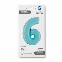 Palloncino in Foil 14" Numero 6 Celeste "Light Blue" Numeri 14" Celeste "Pastel Blue"
